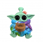 7'' Baby Yoda Head Silicone Water Pipe With Glass bowl - Image 3