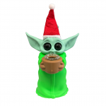 5.5'' Standing Baby Yoda Silicone Water Pipe With Christmas cap - Image 5