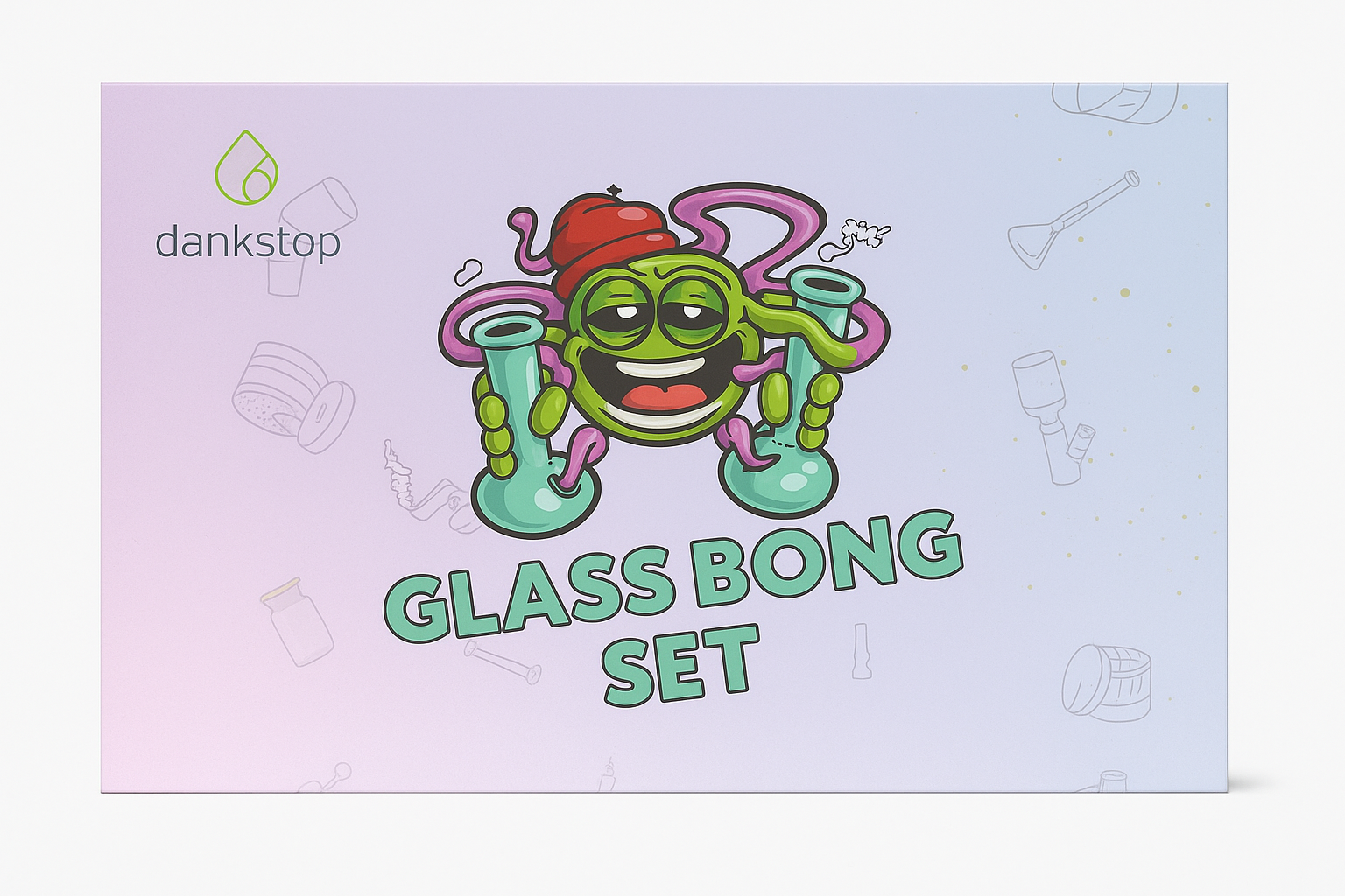 Smoke Set w/ 8" Glass bong, with Smoke Acceseries and Cleaner