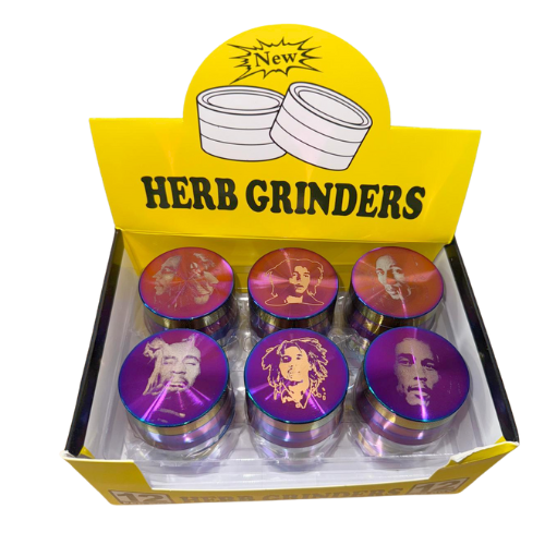 50 mm Bob Marley with Rainbow Metal Herb Grinder