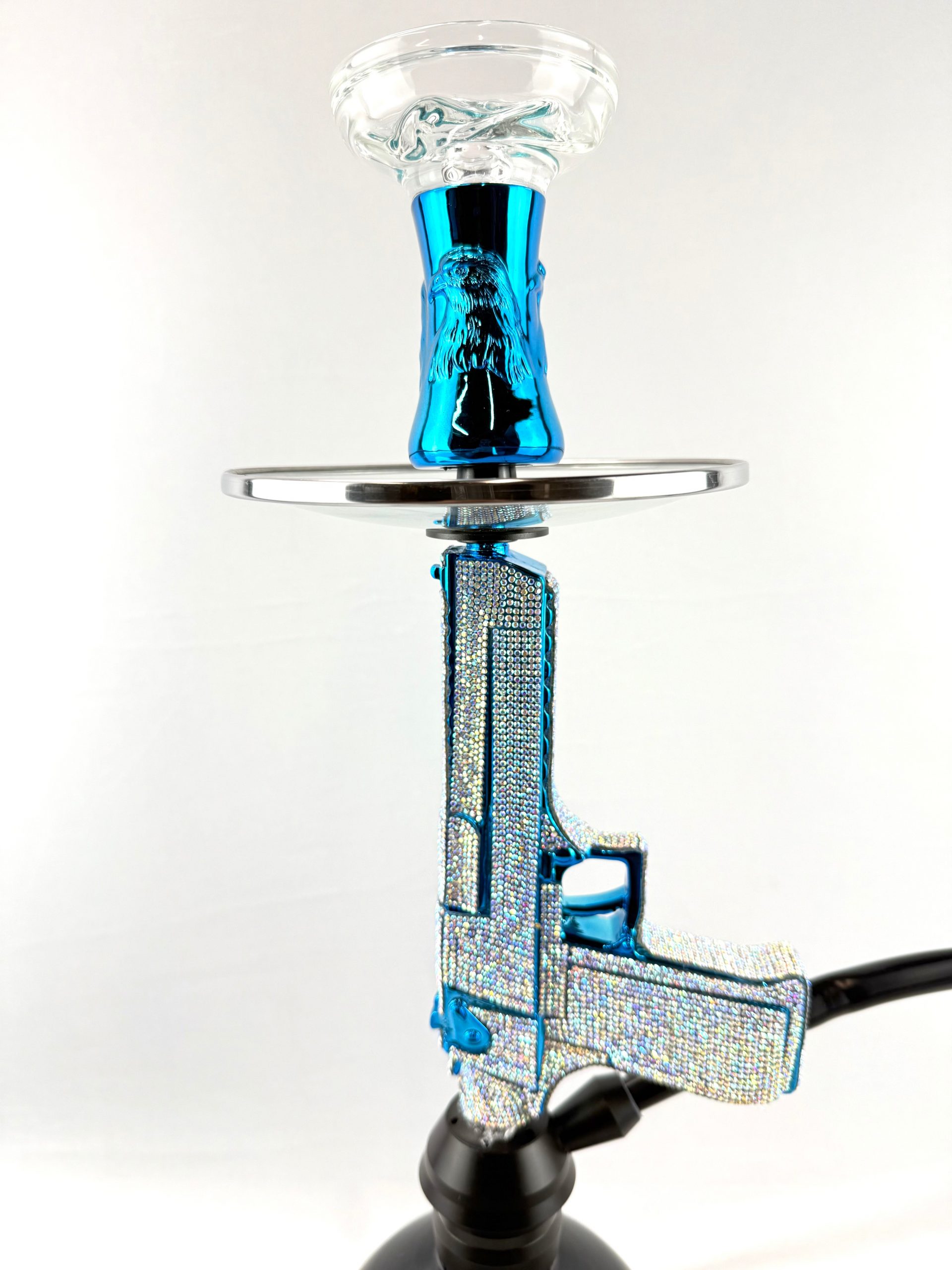 Blue_1_1.jpg 24" Hookah Set Pistol Shape Hookah with Full Shiny Diamonds - Image 1