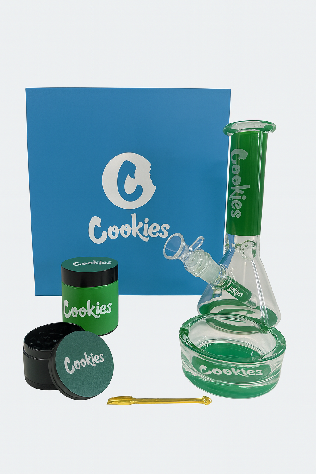 Smoke Set 7.5" Cookies Bite Glass Rig w/ Grinder