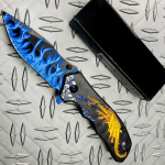 3" Blue Blade / Gold Dragon Handle