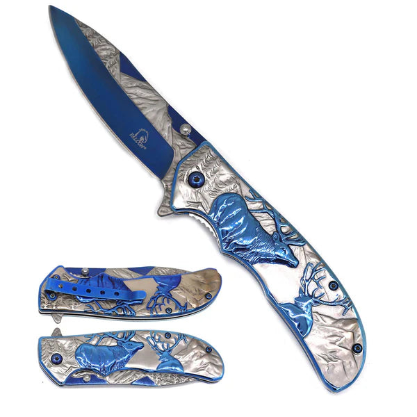3.5” Sliver Blade/Silver Handle w Blue De