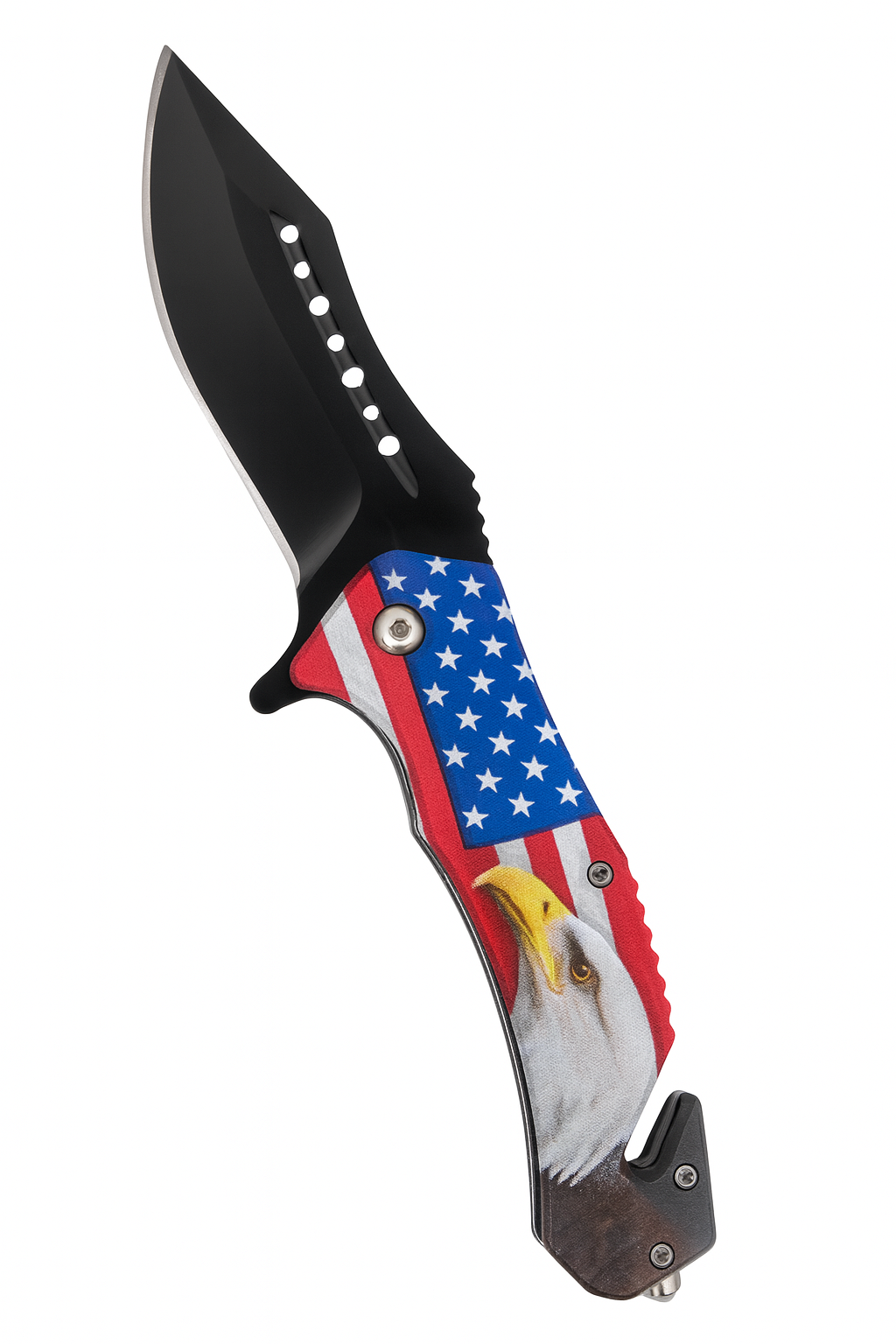 3.75" Black Blade – US Flag W Eagle Handle