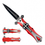 4" Black Blade / Red Cross Handle - Image 2