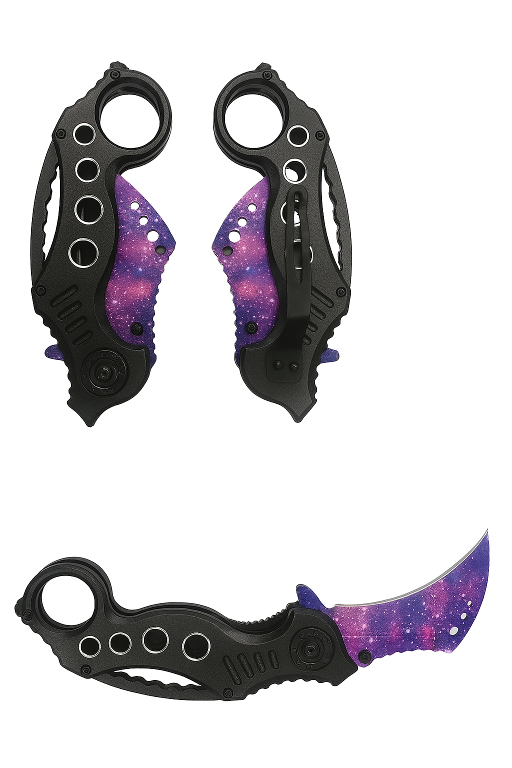 3" Purple Blade / Black Handle