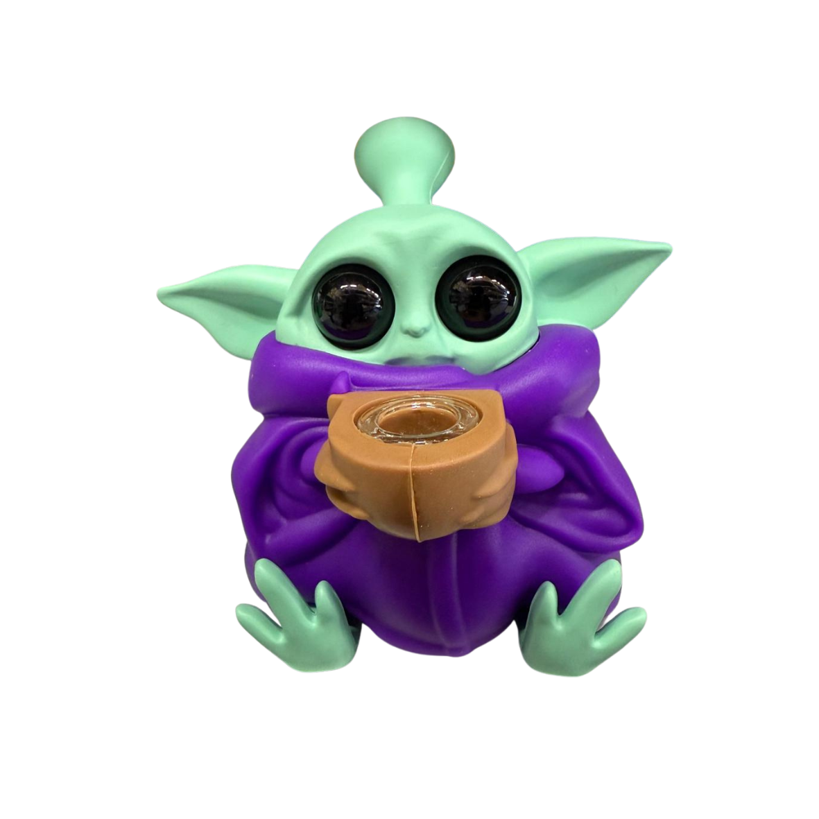 Purple_8.png 4.8'' Baby Yoda Silicone Water Pipe Assorted Solid Colors - Image 1