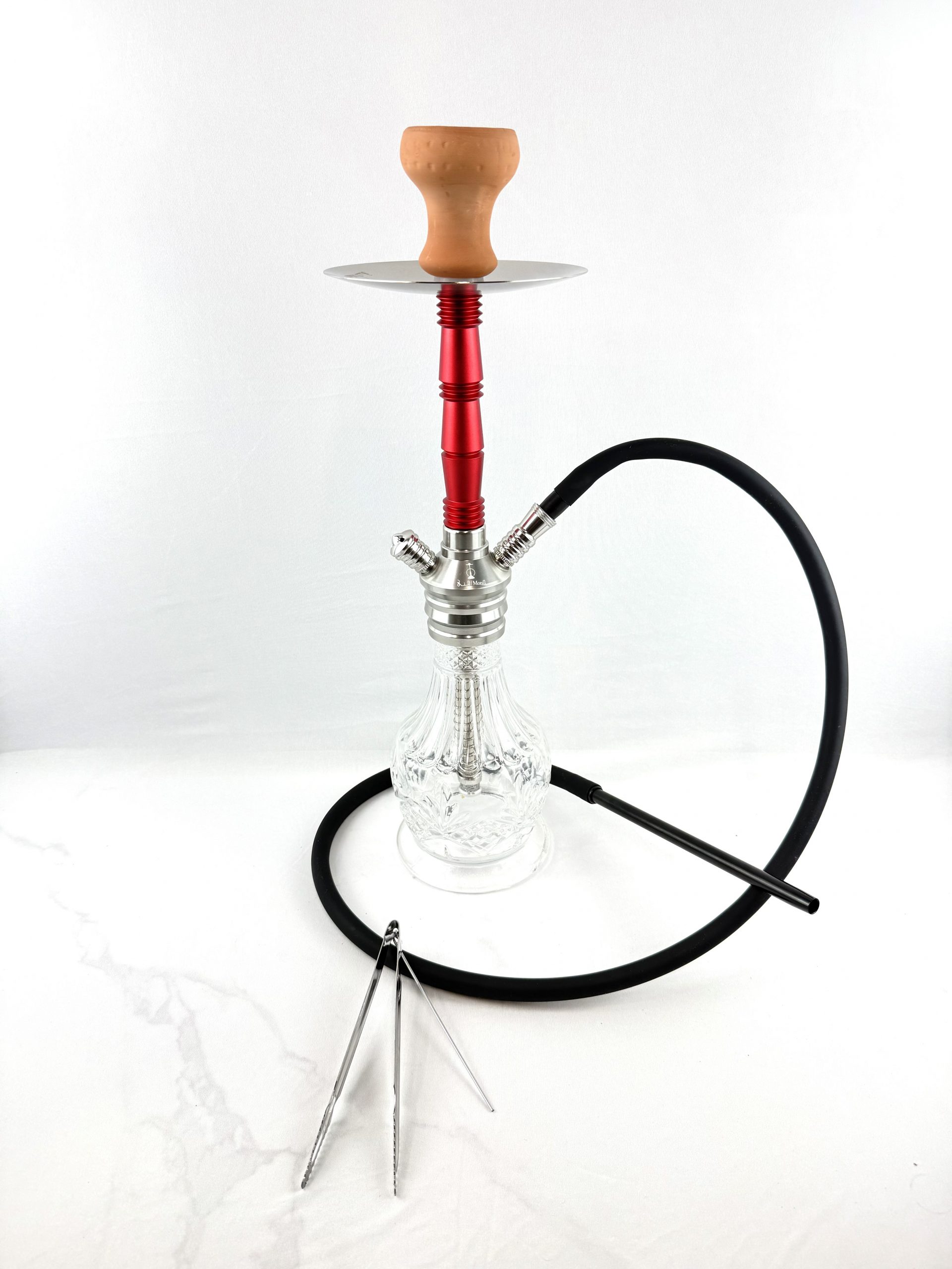 Red_8_1.jpg 20" Mona Crystal Glass Assorted Body Color Single Hose Hookah - Image 1