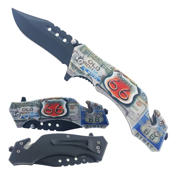 3" Black Blade / Route 66 Handle